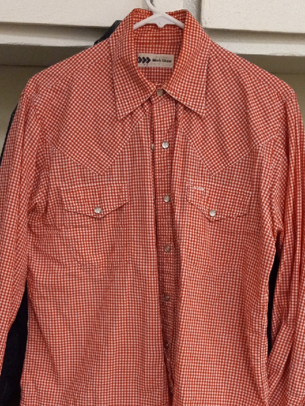 Mark Shale Orange Gingham Men's Western Button-Down Shirt
